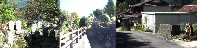 二十三夜碑、石塔が並ぶ集落。八人岩沢に架かる下横橋を渡ってすぐ左の急坂を登り 十二兼集落にはいります。