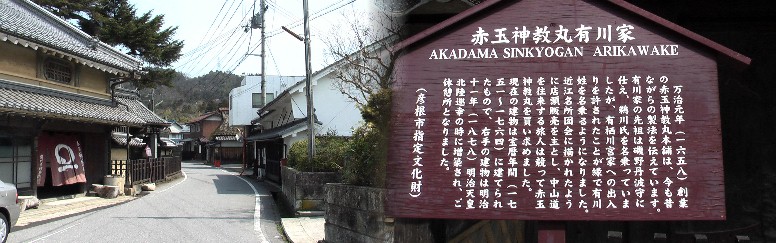 赤玉・有川家と付近の町並み。