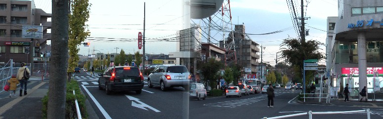 左は駅前から西、平針~八事方面。右は駅前から東、名鉄線日進~豊田方面を撮る。