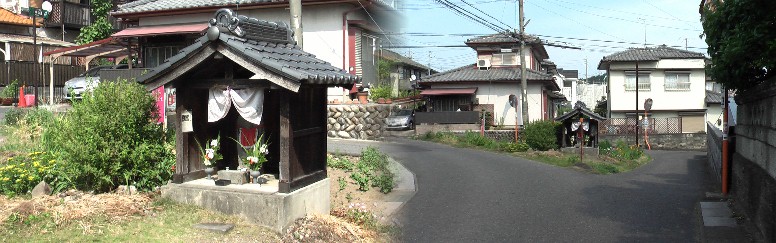 赤坂神社横の街道を南へ下るとこの小さな地蔵堂に出会います。地蔵堂前を右折西の 鵜沼宿へ行きます。 赤坂の地蔵堂説明 赤坂の地蔵堂。