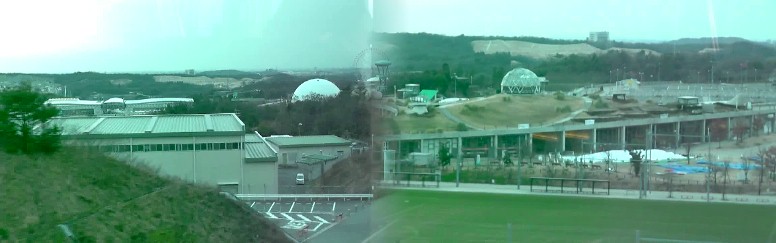 以下３枚の写真は２０１６.２.１９日リニモ車内から記念公園を撮影したものです。 １