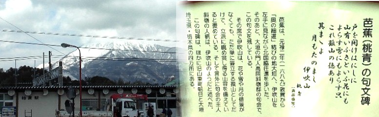 八幡神社と境内にある芭蕉句文碑。