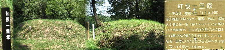 紅坂一里塚。左右両側にあります。 紅坂一里塚