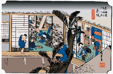 広重、赤坂旅舎招婦の図