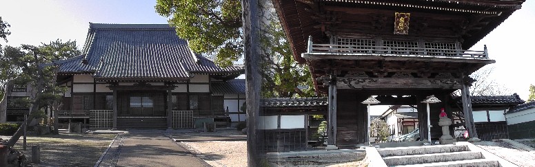 大乗寺本堂と山門。ここが安祥城本丸跡。 安祥城本丸跡