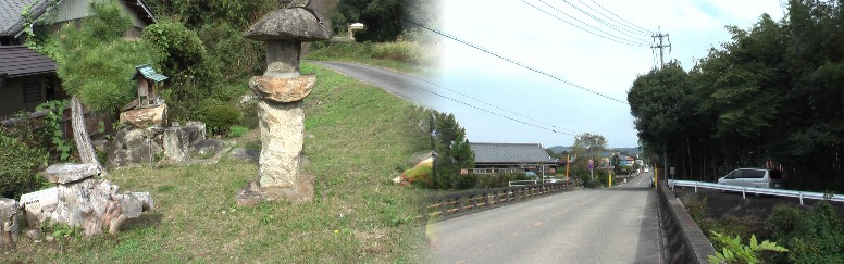 旧道に沿う石碑と祠。 旧道に沿う石碑と祠