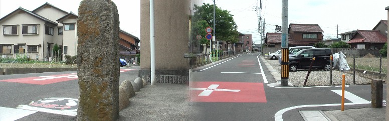 道標識には右清洲一の宮、左甚目寺と刻まれている。