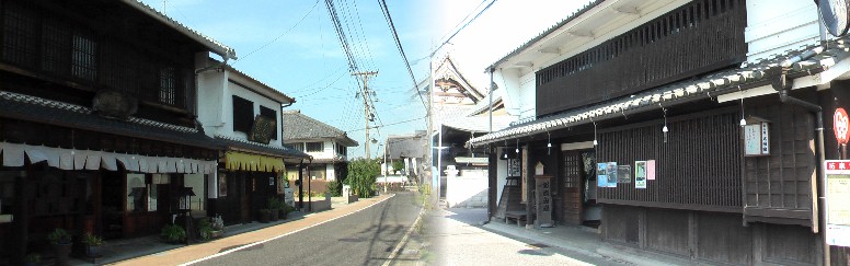 古く良き時代を彷彿させる旧小松屋（右）と永楽屋（左）。