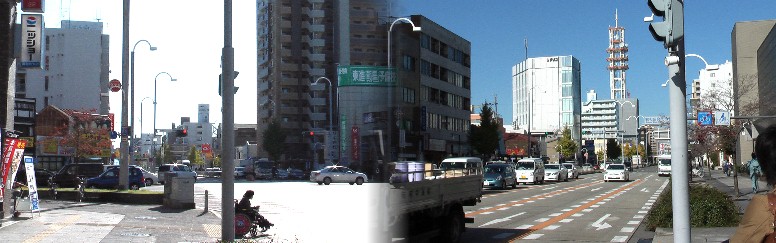 桜通線：左は駅前から南、桜山～新瑞橋方面。右は駅前から北、今池～久屋大通方面を撮る。