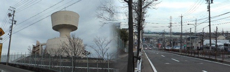 緑区配水塔（左）付近から東、神沢駅方面～「名二環,旧東名阪道」鳴海インターを撮る