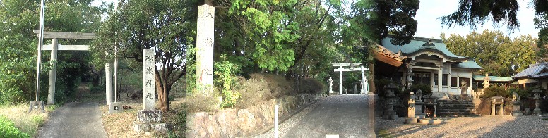 八幡社(右2枚)と向かい側の御嶽神社。