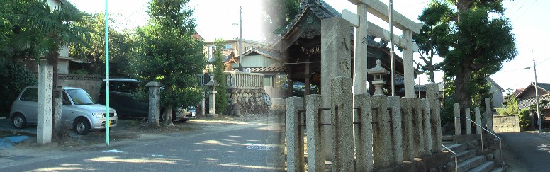 左:恵比子神社。右:八幡社。