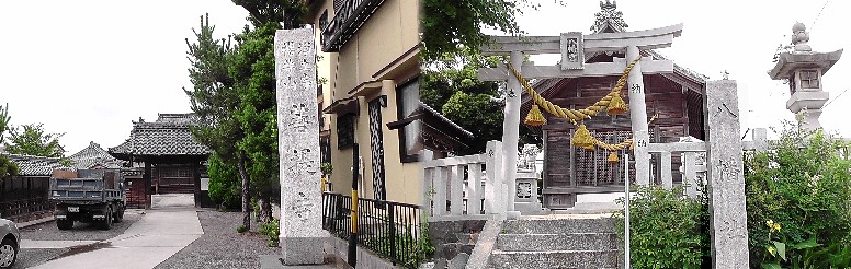 左:菩提寺。右:八幡社。 八幡社