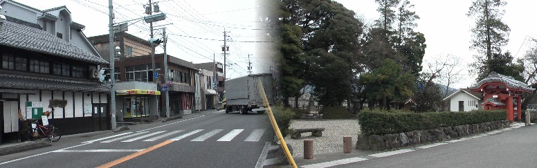 東首塚より北は古戦場の史跡が多く、近々特集を組み、いったん旧中仙道に戻ります。 左は駅前交差点と東首塚。