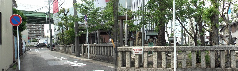 堀田駅から南へ約３００ｍ、この付近に旧東海道が通っていたと思われます。 東之宮神社。