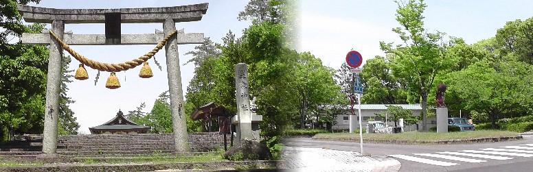 毘森公園北入り口(右)。左は毘森（ひもり）神社。 毘森公園北入り口