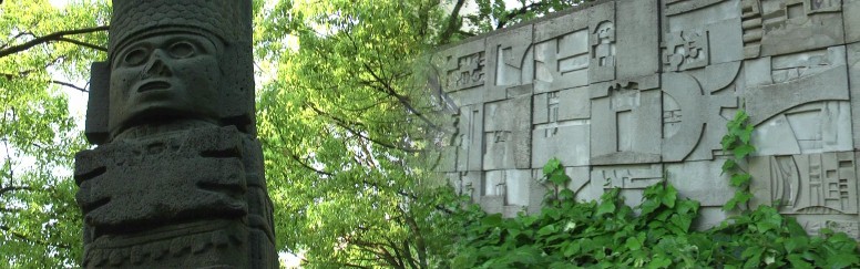 右はフレンドシップ パターンズ（ドラ、デラリオス作）姉妹都市提携３０周年 を記念してロスアンゼルス市民から贈られたもの。左はメキシコ市から名古屋へ 記念に贈られた像です。