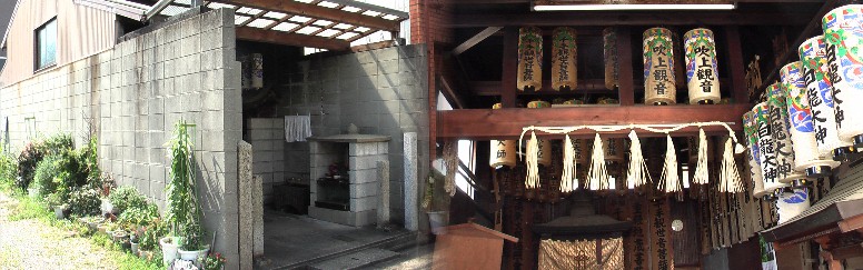 吹上八幡社と若宮大通を挟んで南側の吹上観音。中央に千手観音,地蔵菩薩・弘法大子像・ 重軽(おもかる)地蔵,そして白龍大神と地元信仰が厚いと思われます。 吹上観音