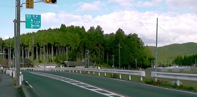 国道３０１号線から見る古宮城址。