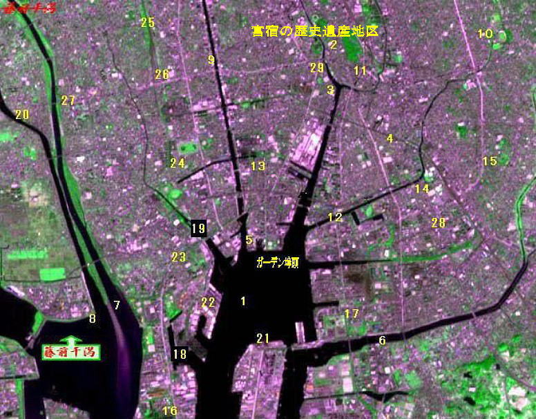 宇宙衛星から見た名古屋市（南部）