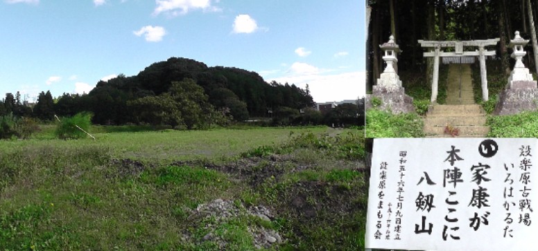 八剣山の全景。 八剣山と八剣神社