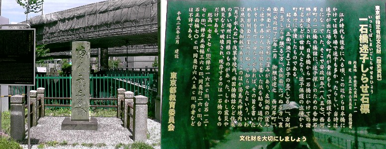 一石橋迷子しらせ石標。