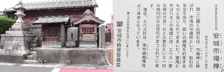 安城市場神。案内文拡大 。 安城市場神