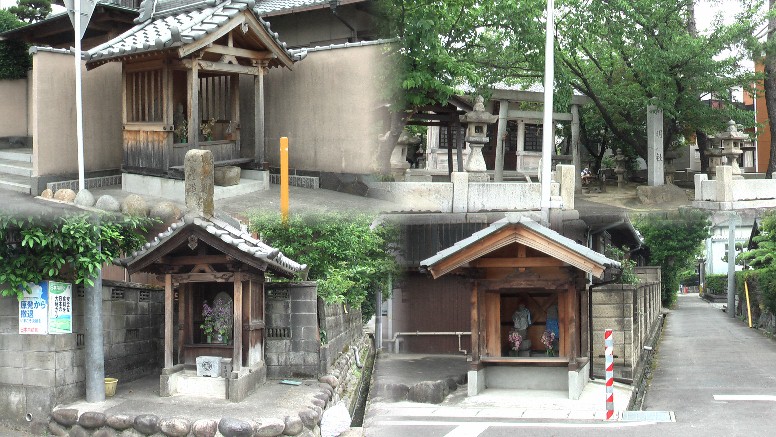 神明社近くの町角に小さな地蔵堂、地元の住職に尋ねるとこの地区の町を守るために 建てられたもので街道とは関係ないといわれ、推測で街道の取材を続けます。