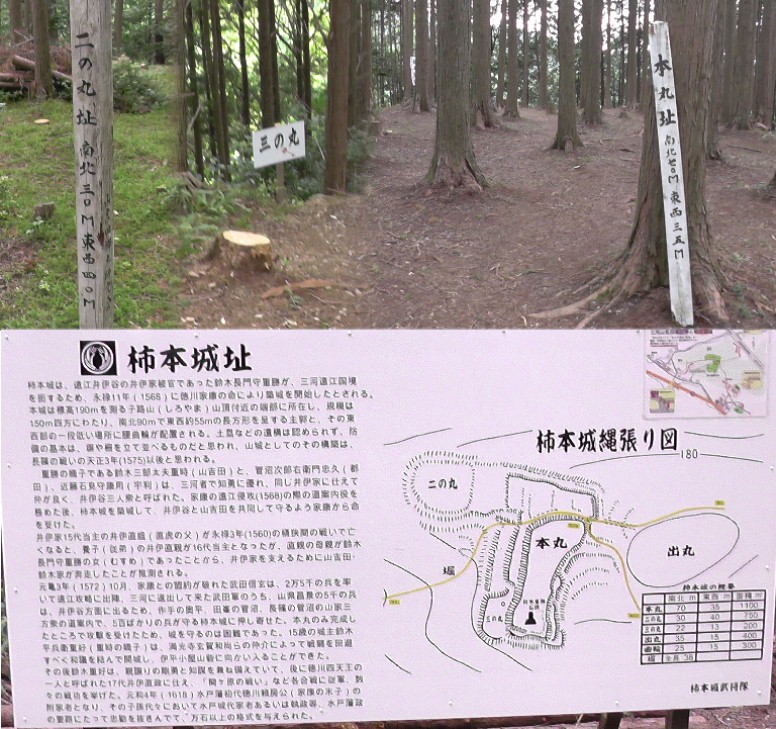 柿本城址。 説明文拡大 柿本城/満光寺 。