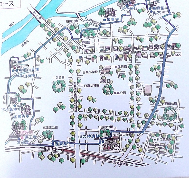 刈谷市西部史跡案内図。