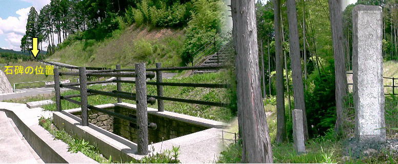 清水寺井戸から武田勝頼戦地本陣地を撮る。 石碑拡大 。