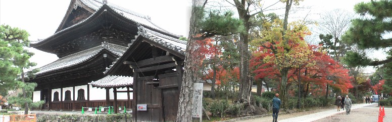 建仁寺境内。左は法堂。