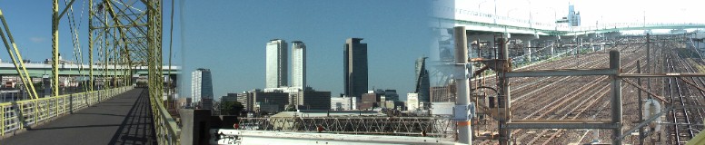 写真は金山神社前の歩道橋(左:中村区長戸井町)から駅前高層ビル群を撮る。右端の鉄道線路内に 金山神社があった(昭和2年頃まで)。