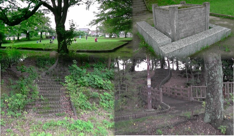 沓掛城本丸跡（上左）。上右は本丸井戸。下は沓掛城土塁。