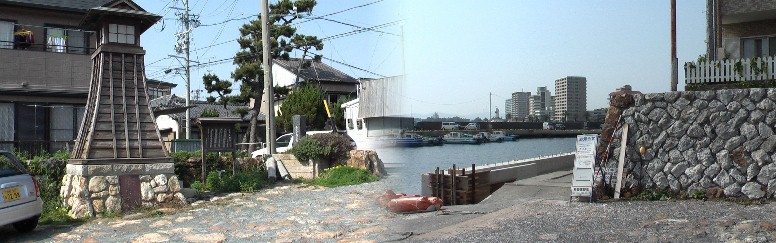 北雁木から弁天島を見る。広重画は北雁木からと云われる。