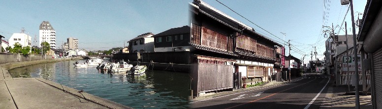 矢田川大野橋付近の町並み風景。 you tube動画リンク： 大野まつり（巻わら舟） 町並み風景。