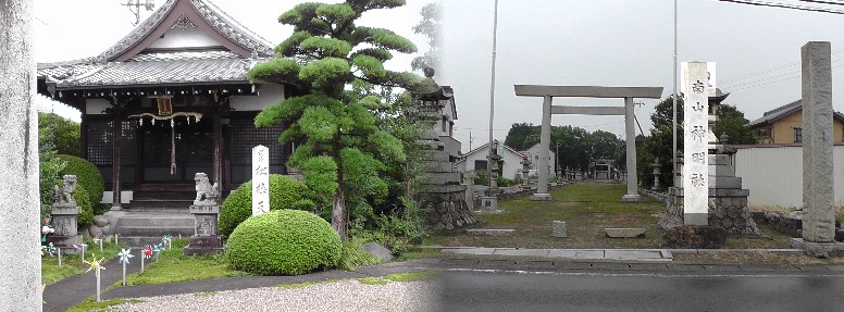 松杜天神（左）。南山神明社。田代南山神明社の蕃塀は、大正６年（1917）に生田の 石工井上金七によるものとされます。 南山神明社