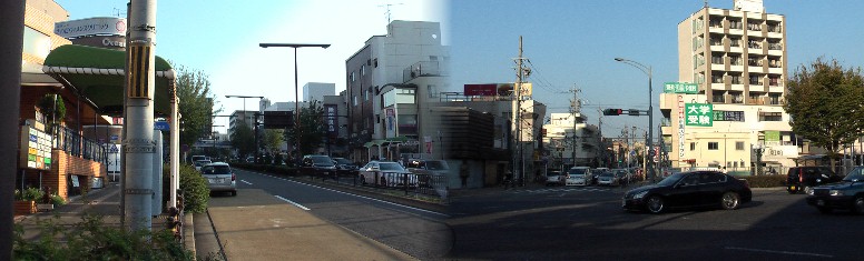 左：名城環状線本山駅から南、名古屋大学～八事方面を写す。右：本山駅から北、自由が丘～ ナゴヤドーム前矢田方面を撮る。