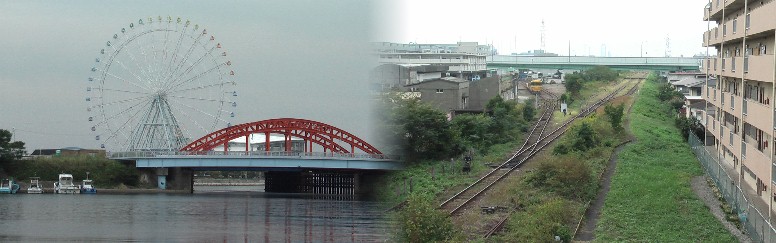 1930年の開通当初から赤色でしたが、昭和末期にねずみ色に塗り替えられましたが、現在はまた 赤色に戻されました。リンク:中川橋 右は旧東臨港線跡で中川区野立町付近で旧白鳥駅へ行く線と分かれた懐かしい線路跡です。