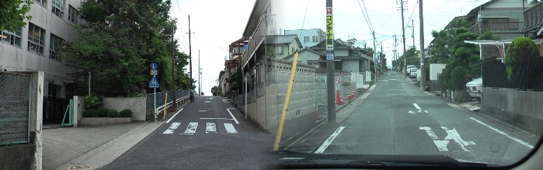 上記観音寺の中根城（南）で中、北城址の史跡案内を知り、訪ねましたが見当たりませんでした。 左の弥富小学校付近（北城址、左写真）、丸根1丁目行信寺付近の高台（中城址、右写真）。