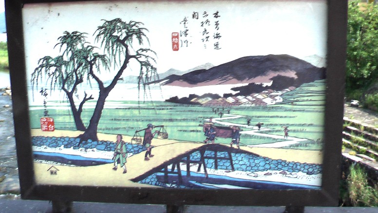 今日はここ中津川橋西詰めから坂本地区を通り大井宿の境界まで旅します。 写真は大井橋の欄干で撮ったものです。