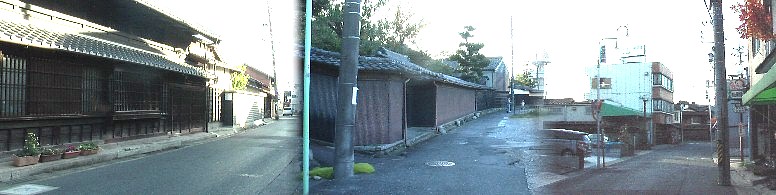 本陣跡近い旧東海道・作町付近の佇まい。右端の写真旧東海道は突き当たりで右折し 北進、笠寺観音へ向かう。 作町付近