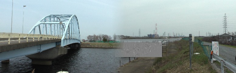 日光大橋と下流の風景。