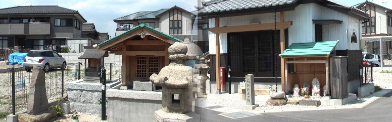 ja味岡支店すぐ北の大師堂と祠。拡幅工事で移転を余儀なくされた石仏、石碑などが祀られています。