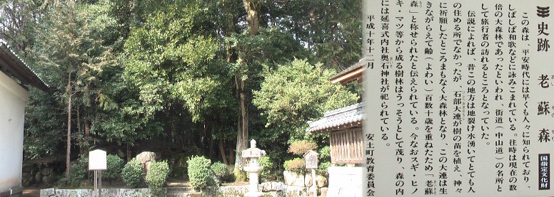 奥石神社境内の説明版。 奥石神社。