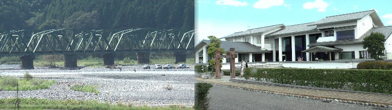 川越遺跡の隣にある島田市博物館と東海道本線の鉄橋。 リンク:島田市博物館