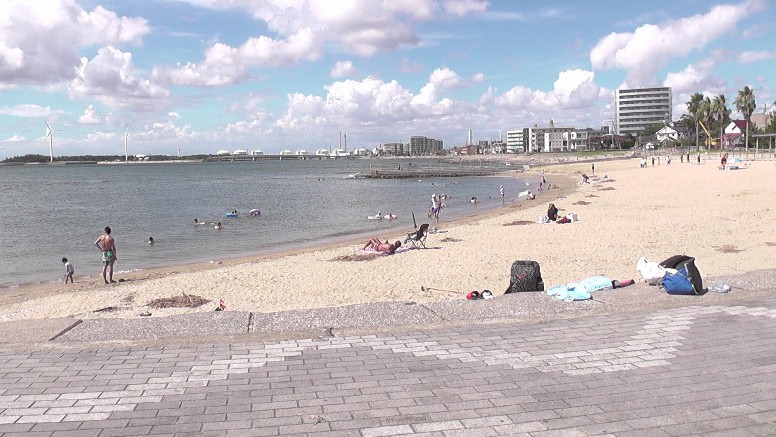 2021.07.18 撮影。 世界で一番古く歴史ある大野海水浴場。