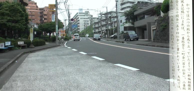 大阪台付近の上り坂,藤沢宿方面を見る。