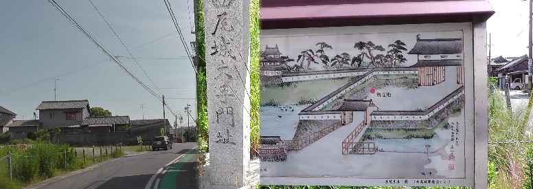 西尾城大手門址。ここから西尾城方を撮る(左)。大手門址説明文拡大 。