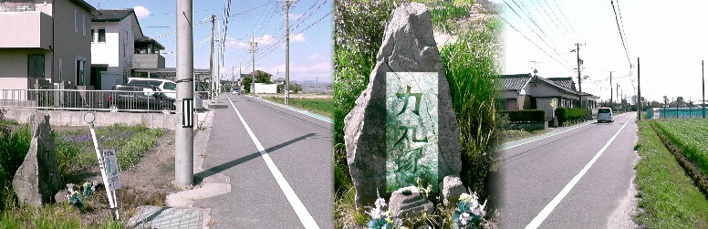 力丸塚。力丸少年は上宮寺を訪ねた聖徳太子の牛車が動けなくなり、つるを掛けて助け出した功績に より太田家と家紋を許されたといわれる。 力丸塚